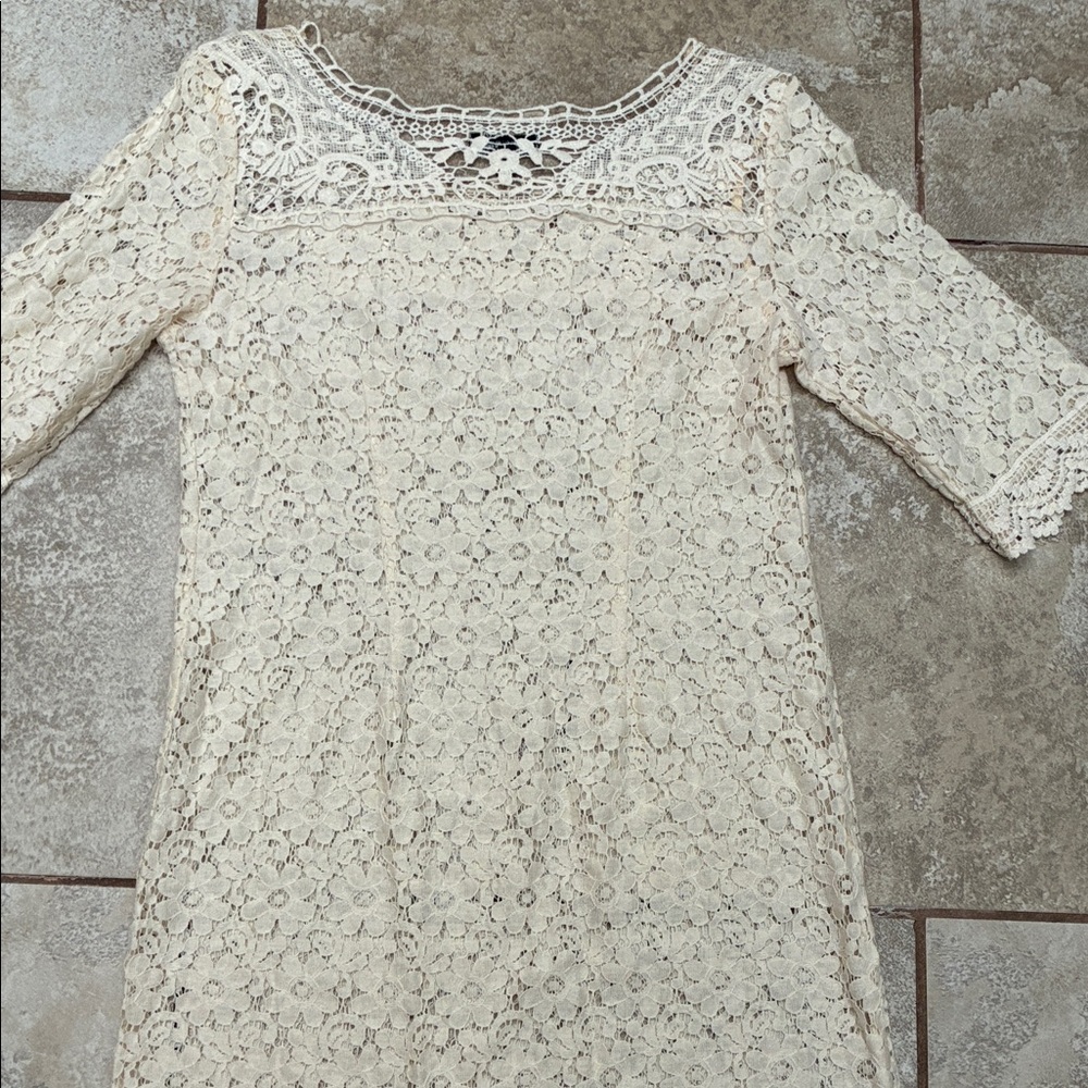 Spense Ivory Crochet Lace Midi Dress - Picture 6 of 7